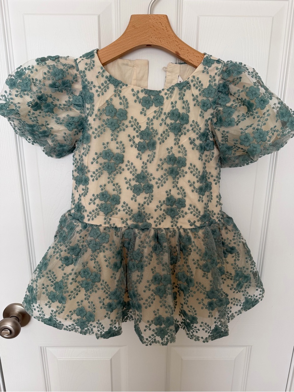 Janie and Jack Special Occasion Girl Light Teal Floral Dress - 3Y